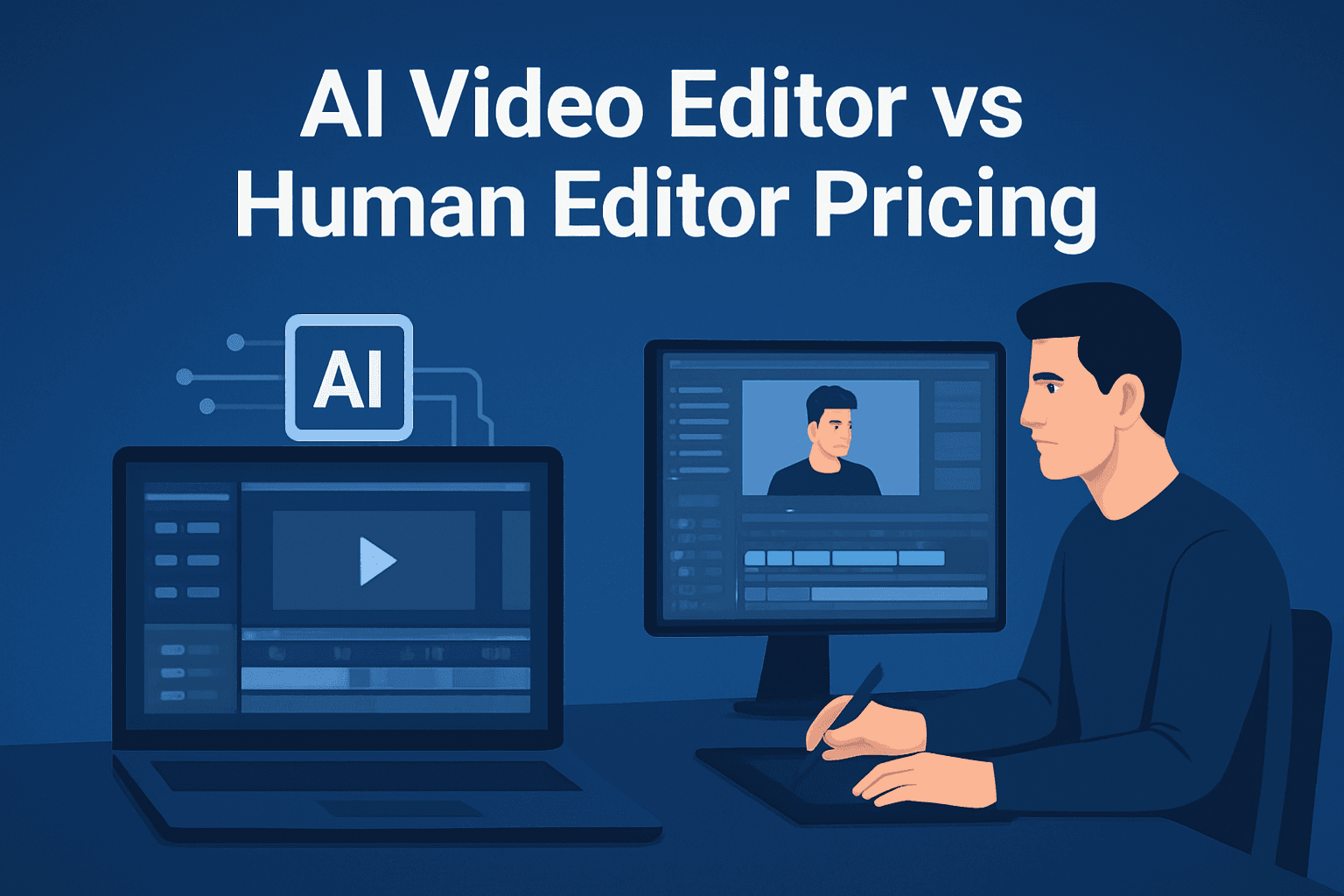 Hero image for AI Video Editor vs Human Editor Pricing
