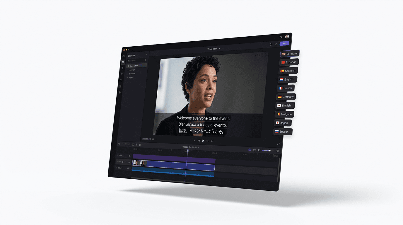 One Shorz video being dubbed into several languages with matching captions