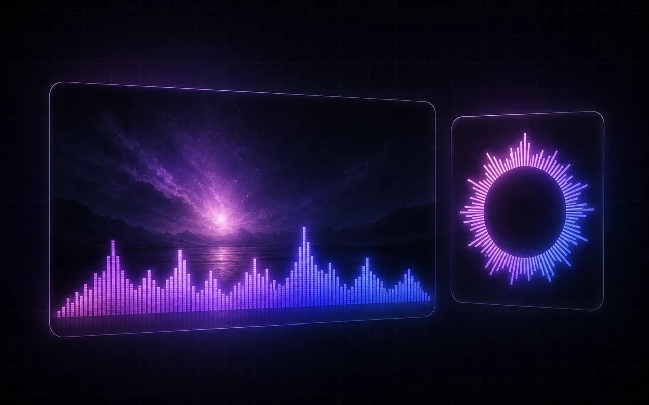 An audio visualizer moving with a track over artwork in Shorz