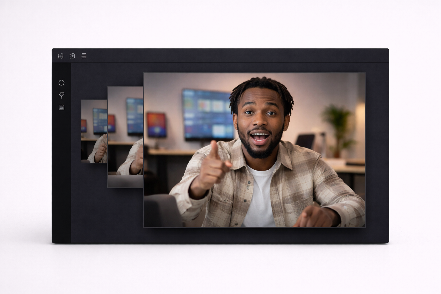 Automatic zoom and crop emphasizing the speaker in frame