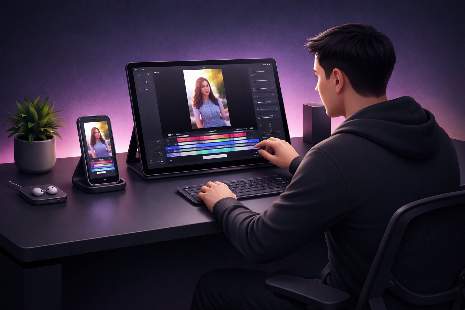 Short-form creator editing reels and shorts